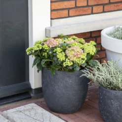 Bloempot Arizona Egg - D39 X H38cm - Donkergrijs -Natuur Hoek Verkoop arizona egg pot graphite d39h38 bloempot 7 8