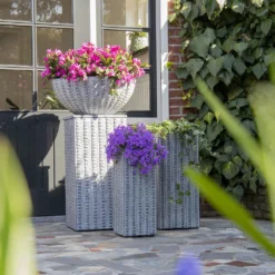 Plantenschaal Arkansas - D55 X H24cm - Lichtgrijs -Natuur Hoek Verkoop arkansas bowl low washed grey d55h24 bloempot 7 9