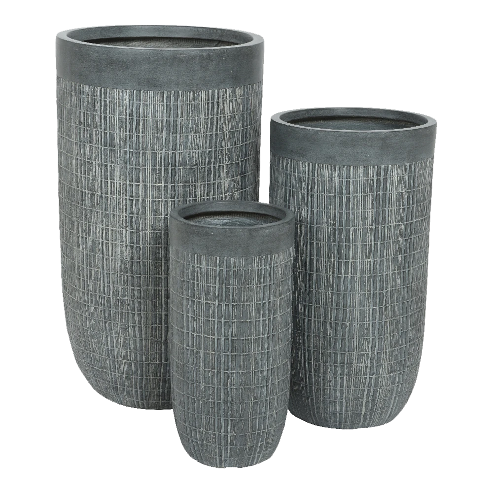 Bloempot Bryan Hoog - D34 X H63,5cm - Grijs 2 Bloempot Bryan Hoog - D34 X H63,5cm - Grijs - Afbeelding 2