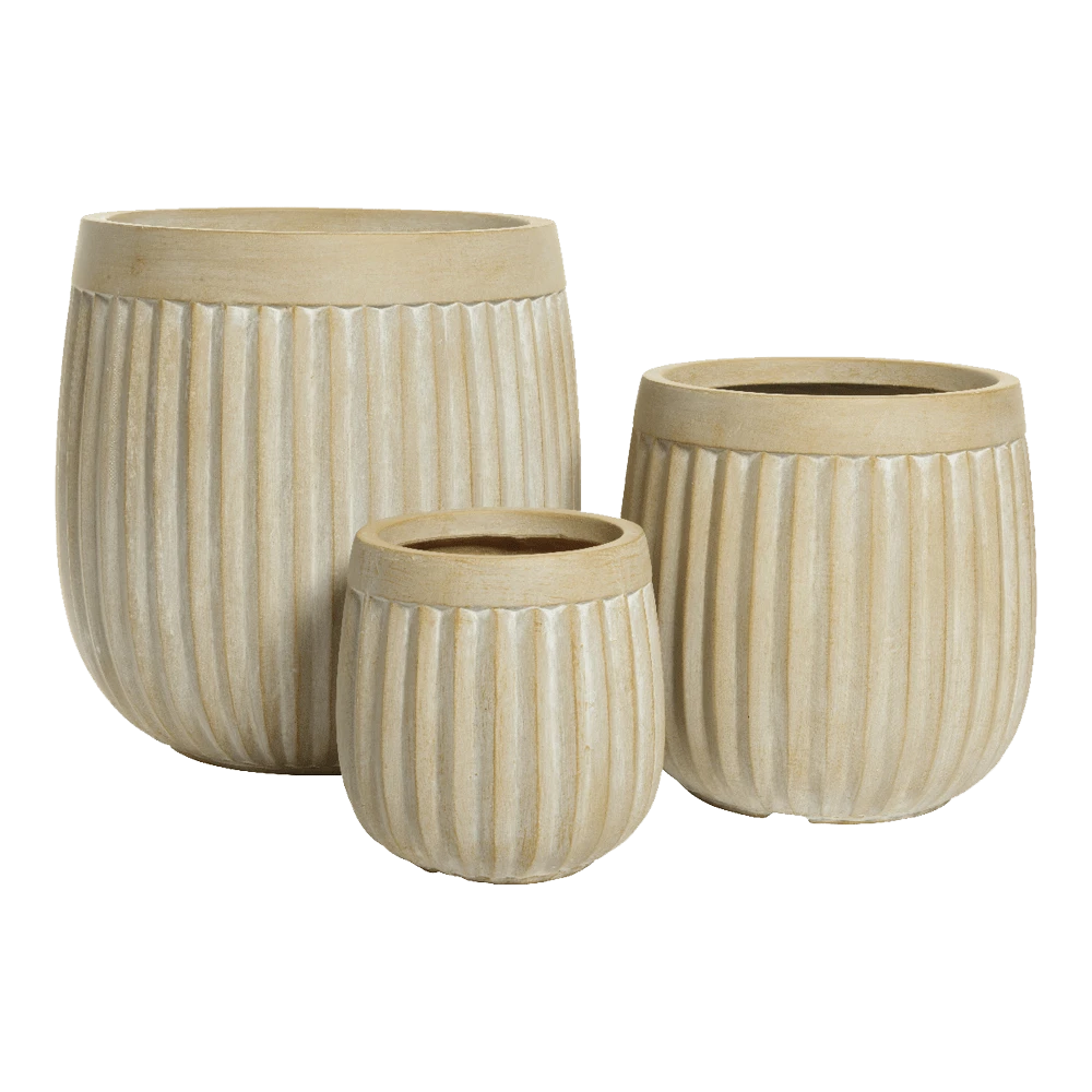 Bloempot Laura - D32 X H32cm - Beige 2 Bloempot Laura - D32 X H32cm - Beige - Afbeelding 2