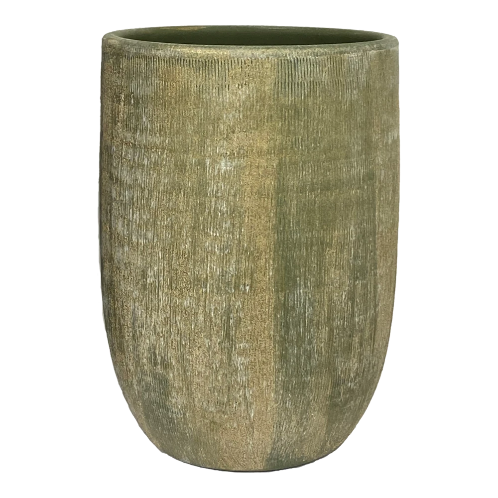 Bloempot Miami Hoog - D29 X H50cm - Groen Cement 1 Bloempot Miami Hoog - D29 X H50cm - Groen Cement
