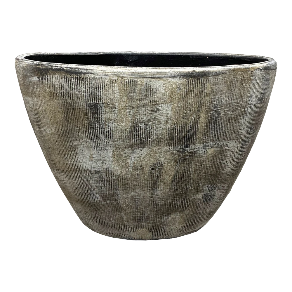 Bloempot Miami Ovaal - L33 X D13 X H24cm - Zwart Cement 1 Bloempot Miami Ovaal - L33 X D13 X H24cm - Zwart Cement