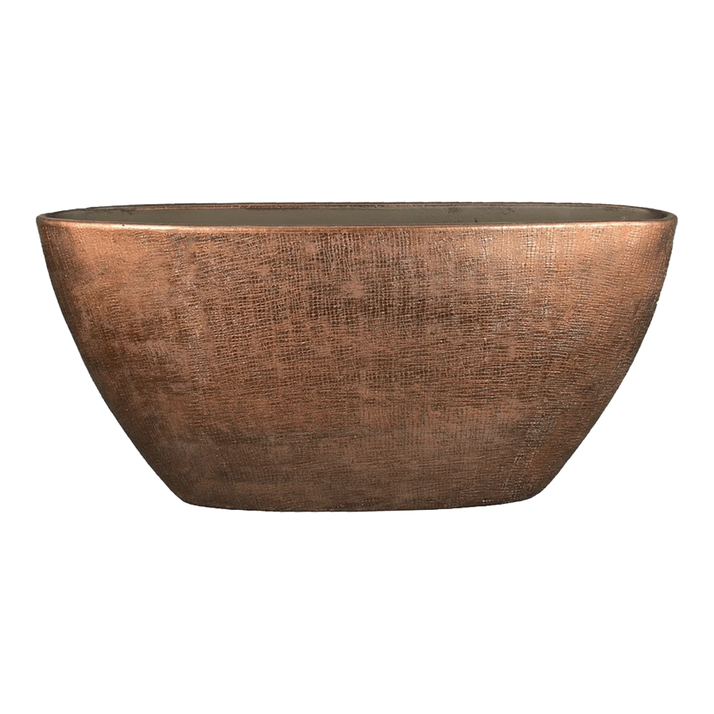 Bloempot Mira Ovaal - L73 X B17 X H36cm - Koper 1 Bloempot Mira Ovaal - L73 X B17 X H36cm - Koper