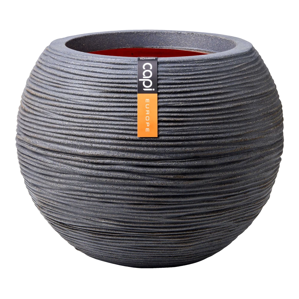 Capi Bloempot Hoog Nature Rib NL - D40 X H32cm - Donkergrijs