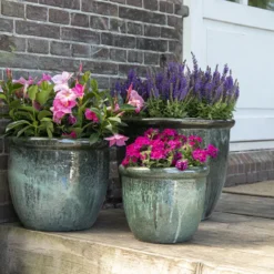 Bloempot Glazed Hp001 - D39 X H30cm - Groen -Natuur Hoek Verkoop glazed hp001 moss green d39h30 bloempot groen 7 6