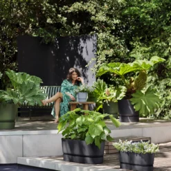 Bloembak Elho Greenville Terrace 60cm - Met Wielen - Living Black -Natuur Hoek Verkoop greenville terrace trough 60cm wheels plantenbak living black 7 13