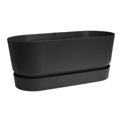 Bloembak Elho Greenville Terrace 80cm - Met Wielen - Living Black -Natuur Hoek Verkoop greenville terrace trough 80cm wheels plantenbak living black 3 9