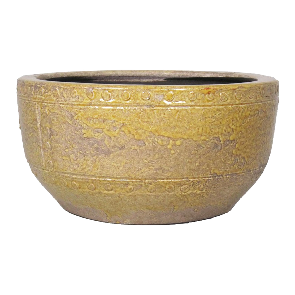 Plantenschaal Fien - D24 X H12cm - Okergeel 1 Plantenschaal Fien - D24 X H12cm - Okergeel