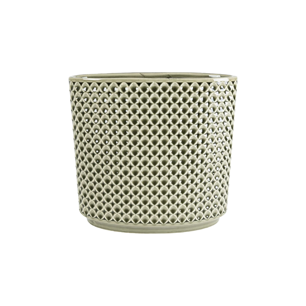 Bloempot Thies Ovaal - L26 X B12 X H25cm - Olijf Groen 1 Bloempot Thies Ovaal - L26 X B12 X H25cm - Olijf Groen