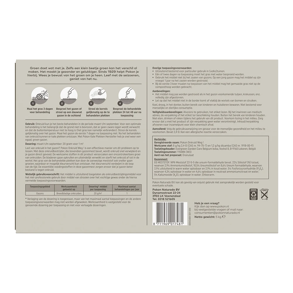 Pokon Onkruid Weg! 5kg Voor 250mu00b2 - Onkruid En Aanslag - Afbeelding 2