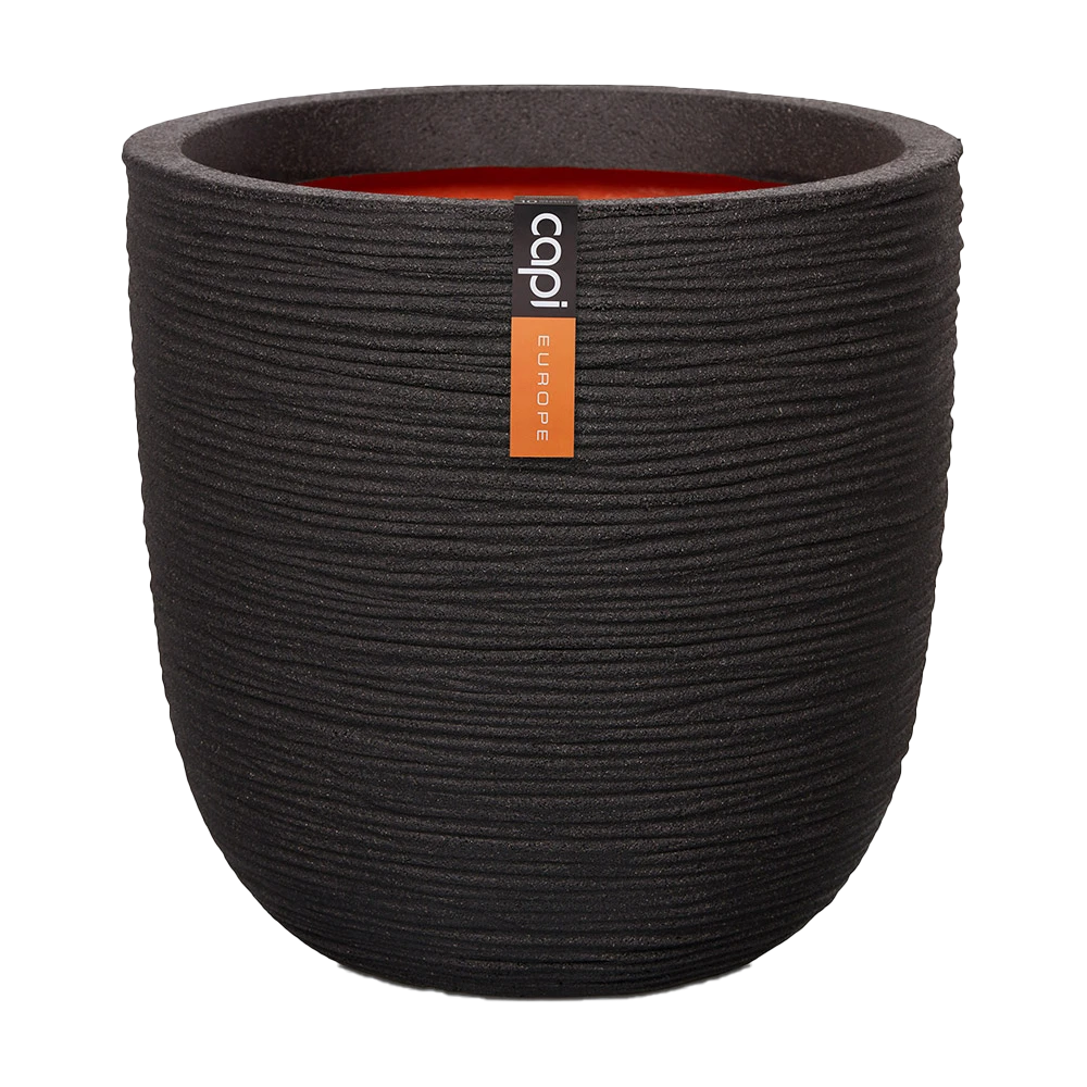 Capi Bloempot Bol Nature Rib NL - D43 X H41cm - Zwart 1 Capi Bloempot Bol Nature Rib NL - D43 X H41cm - Zwart