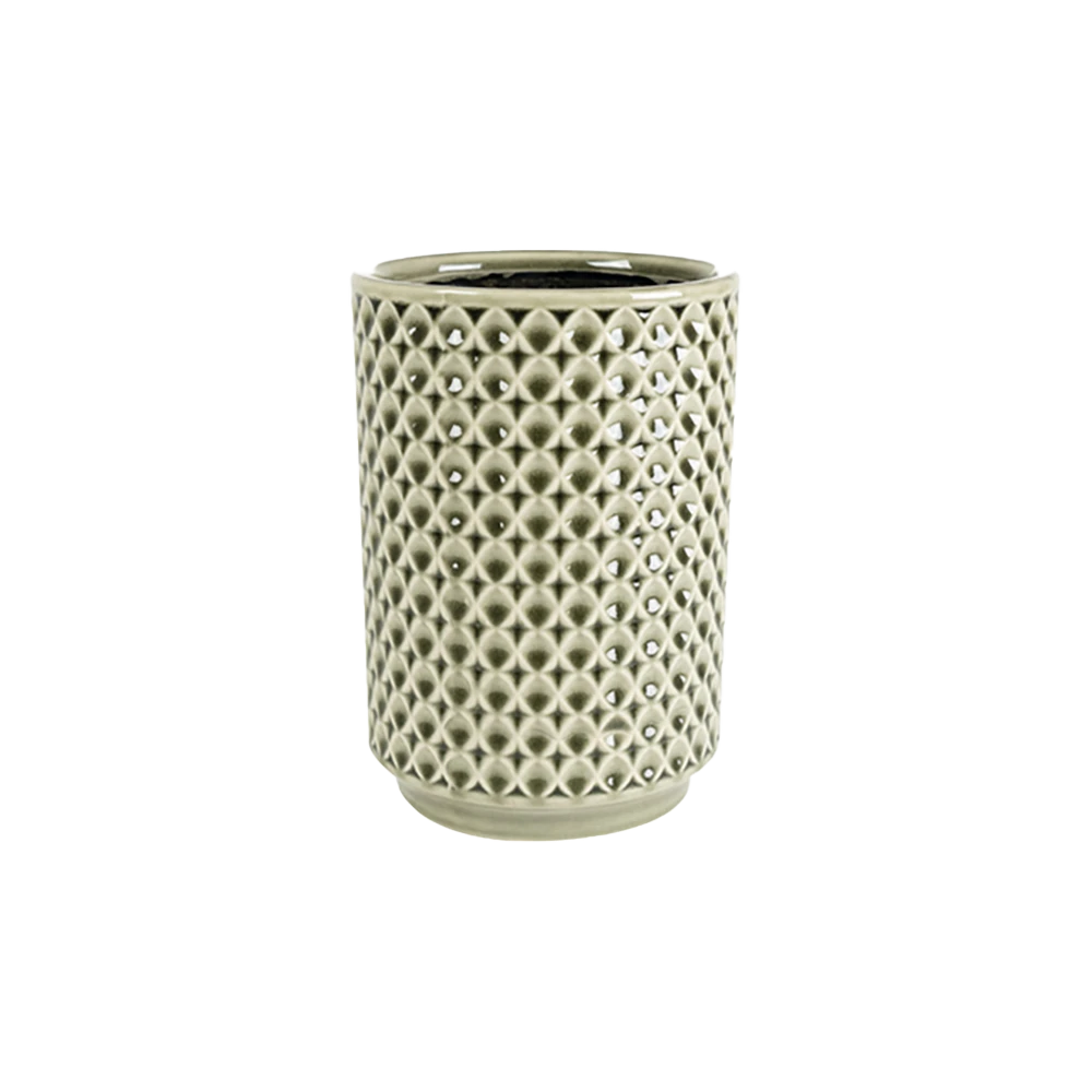 Bloempot Thies Hoog - D14 X H20cm - Olijf Groen 1 Bloempot Thies Hoog - D14 X H20cm - Olijf Groen