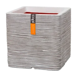 Capi Plantenbak Vierkant Nature Rib NL - L50 X B50 X H50cm - Ivoor