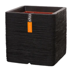 Capi Plantenbak Vierkant Nature Rib NL - L50 X B50 X H50cm - Zwart
