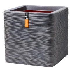 Capi Plantenbak Vierkant Nature Rib NL - L30 X B30 X H30cm - Donkergrijs