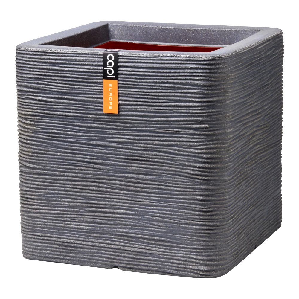 Capi Plantenbak Vierkant Nature Rib NL - L40 X B40 X H40cm - Donkergrijs 1 Capi Plantenbak Vierkant Nature Rib NL - L40 X B40 X H40cm - Donkergrijs