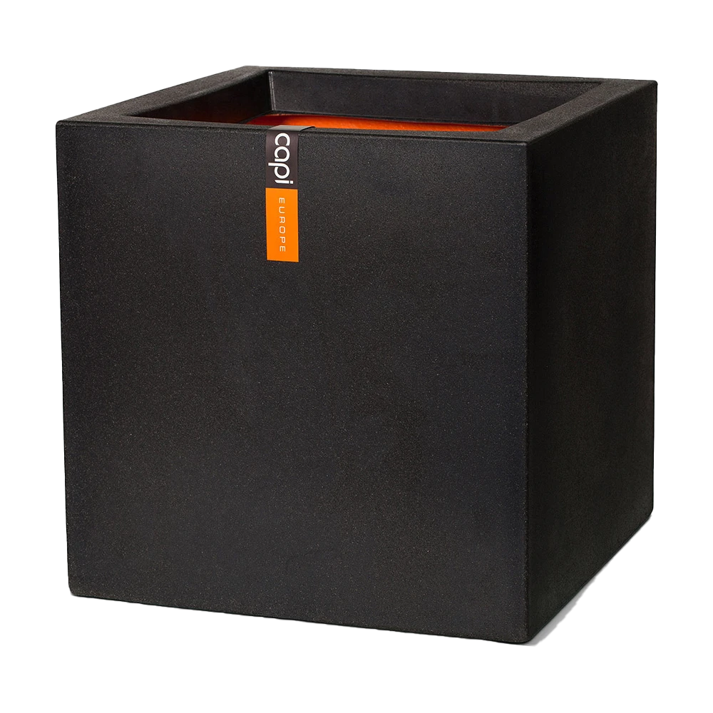 Capi Plantenbak Vierkant Urban Smooth NL - L50 X B50 X H50cm - Zwart 1 Capi Plantenbak Vierkant Urban Smooth NL - L50 X B50 X H50cm - Zwart