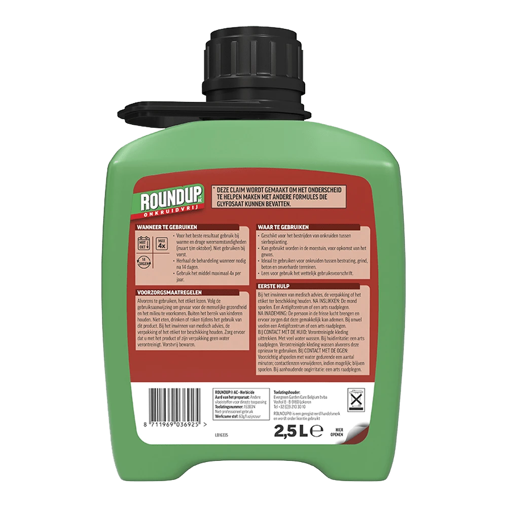 ROUNDUPu00ae AC Snel Onkruidvrij Onkruiddrukspuit Navulverpakking 2,5L - Onkruid En Aanslag - Afbeelding 2