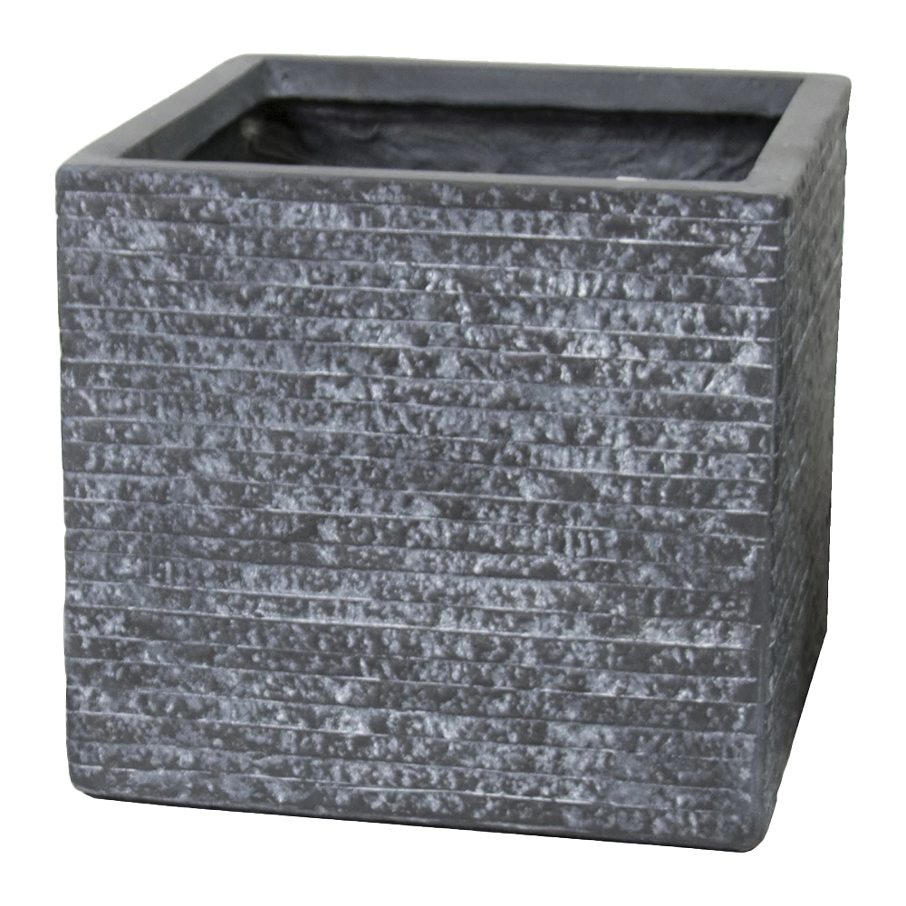 Plantenbak Utah Cubi - L44 X B44 X H38.5cm - Donkergrijs 1 Plantenbak Utah Cubi - L44 X B44 X H38.5cm - Donkergrijs