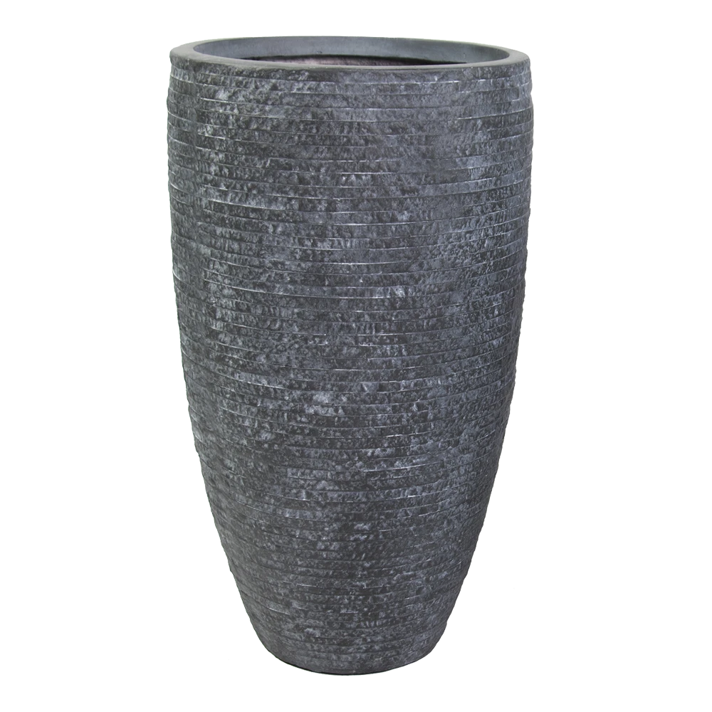 Bloempot Utah High Vase - D34 X H66cm - Donkergrijs 1 Bloempot Utah High Vase - D34 X H66cm - Donkergrijs