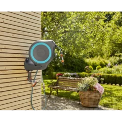 Wandslangenbox RollUp - S - 15m - Blauw - Gardena -Natuur Hoek Verkoop wandslangenbox rollup s 15m blauw gardena 6 7